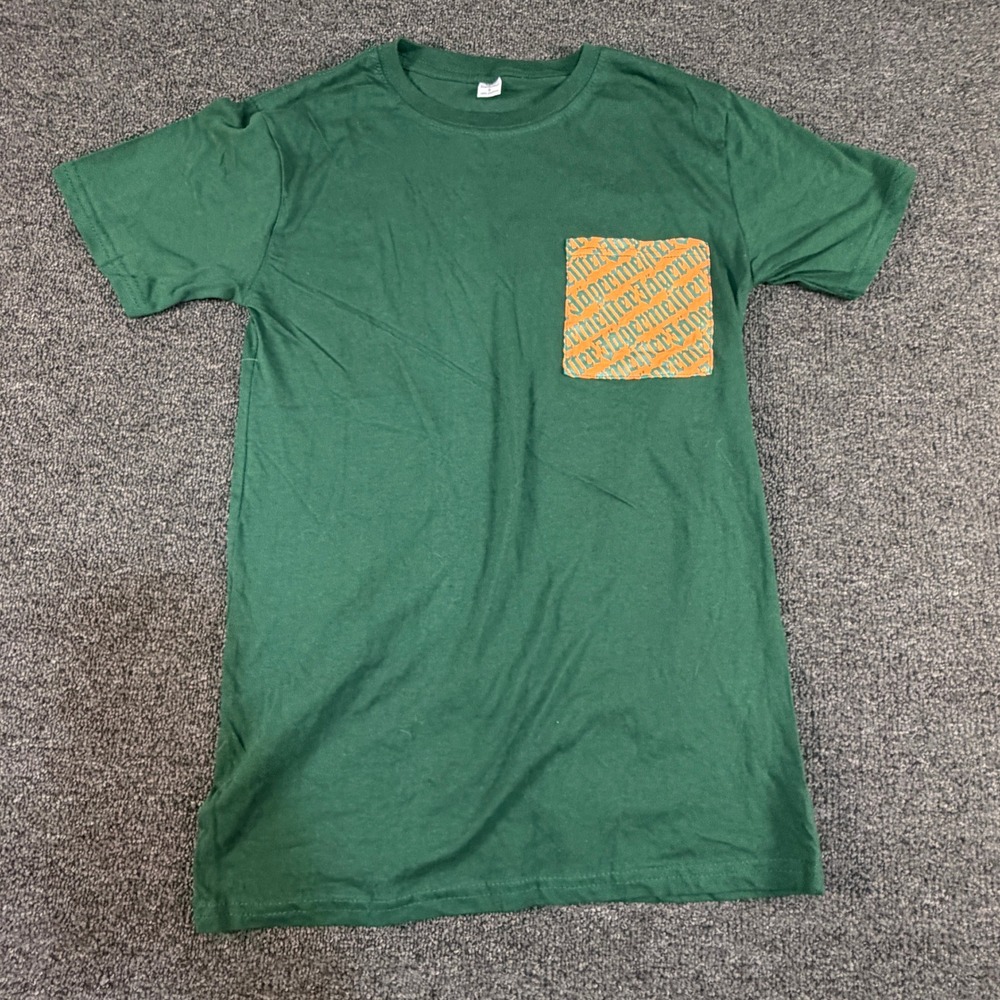 Jagermeister T-Shirt Men S Green Graphic Pocket Logo EUC